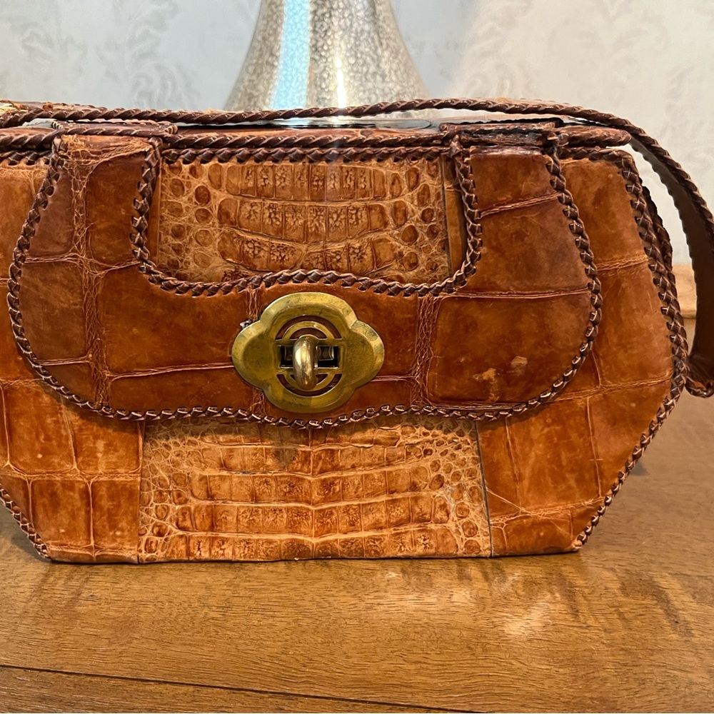 Vintage America Brown Crocodile Clutch
